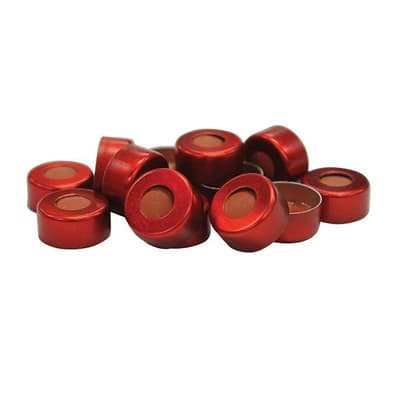 Chromatography Research Supplies 11 mm Red Crimp Cap and Standard Seal (100/pk)